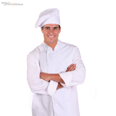 Chaquetilla cocinero sarga blanca manga larga Ref:910GAR