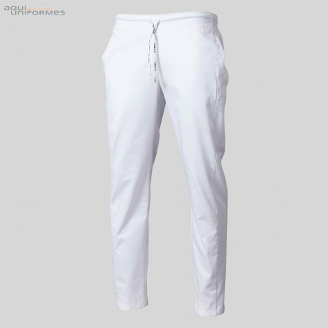 Pantalon Sanitario Unisex sarga blanco con bolsillos Ref:7043