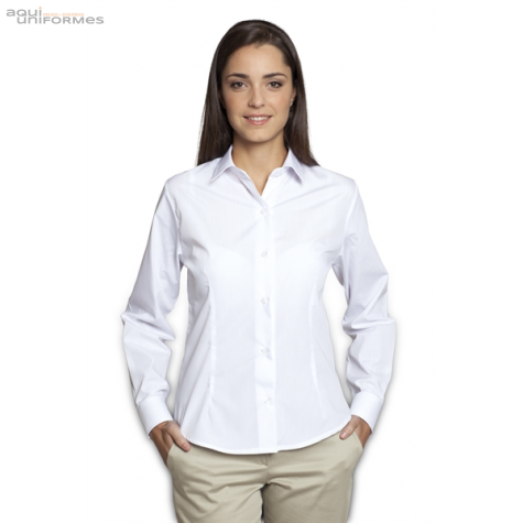 Blusa blanca señora manga larga  Ref:3601