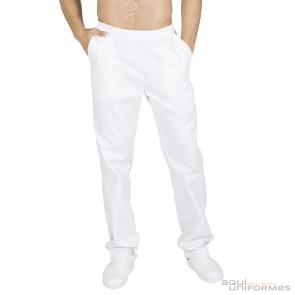 Pantalon Sanitario Unisex sarga Cinturilla goma y bolsillos, blanco Ref:772G