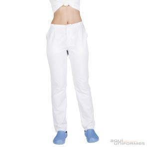 Pantalon Sanitario Unisex talla YL sarga blanco Cremallera y Bolsillos Ref:772GARYL