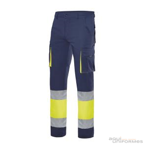Pantalon Forrado Alta Visibilidad Bicolor Strecht Multibolsillo Ref:F303002S