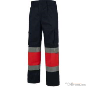Pantalón multibolillos alta visibilidad rojo/marino Ref:C4057