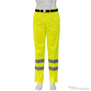 Pantalón Alta Visibilidad con  pinzas amarillo flúor Ref:10372